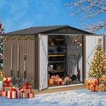 DWVO 8x6ft Metal Outdoor Storage Shed, Waterproof Tool Shed Heavy-Duty Storage Unit with Lockable Door and Vents, Ideal for Bicycles, Tools, Lawnmowers, Backyards, Patios, Lawns - Brown