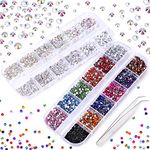 3000+ PCS Rhinestones for Craft, PHOGARY AB Rhinestones Flat Back 7 Sizes 13 Colors with Pick Up Tweezer for Crafts Nail Face Art Clothes Shoes Bags Phone Case DIY