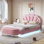 LED Floating Queen Bed Frame with O