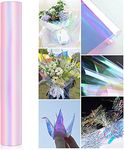 MAOUYWIEE 31.5in x 50 Ft Iridescent Cellophane Wrap for Gift Baskets Halloween Wrapping Paper Holographic Cellophane Wrap Roll for Gift Floral Bouquet Halloween Wrapping