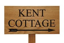 Personalised Oak House Sign - 30cm x 15cm with 50cm oak post - Custom Engraved Carved Wooden Name Plaque