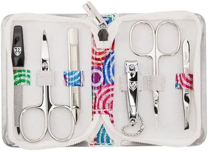 3 Swords Germany - brand quality 6 piece manicure pedicure kit set for professional finger & toe nail care with synthetic leather case - Made in Germany - colored