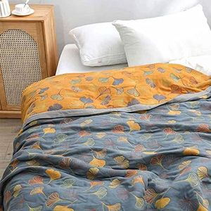 RVUEM Trapunta Ginkgo Ownkoti, Calda E Ultra Morbida Coperta Ownkoti, Trapunta Reversibile In Cotone Fantasia Foglie Di Ginkgo, Trapunta Reversibile Ginkgo Traspirante,Giallo,200×230cm