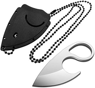 LFHC Small EDC Neck Knife with Sheath and Necklace - Mini Full Tang Tactical Fixed Blade Knives - Cute Pocket Knife Perfect Cutting for Outdoor Camping, Hiking, Backpacking, Every Day Carry (White)