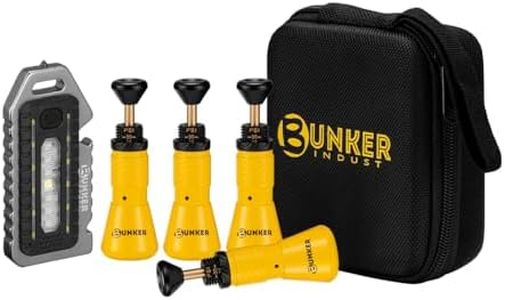 Bunker Indust Automatic Tire Deflator Kit, Auto-Stop Tire Deflator Valve Adjustable 10-30 PSI, Screw-on Air Down Tyre Tool w/Storage Pouch, Rotate Detach, Multifunctional LED Light, for 4x4 4wd Car