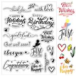 Birthday Clear Stamps Transparent Printing Seals Pattern Happy Birthday Best Wishes Love Flower for Scrapbook Card DIY Crafts Gift Wrapping Modeling Clay Card Making Photo Album Journal