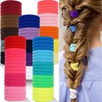 CÉLLOT 100PCS Hair Ties for Women,No Crease Elastic Hair Ties,4cm in Diameter Seamless Nylon Hair Bands Normal Ponytail Holders Hair Ties for Girls Toddlers Kids and Children