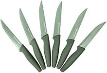 Granitestone Steak Knife Set of 6-Serrated Steak Knives-Dishwasher Safe Steak Knives-Stainless Steel Steak Knives Set-Dinner Knives, Green