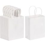 Greennest 100 GSM White Paper Bakery Bag (Pack of 25) | Kraft Bakery Bag with Sturdy Handles | Flat Bottom Food Carry Bags | Ideal for Bread, Pastries & Café Takeaway (10.5x7.5x10.5 inch)