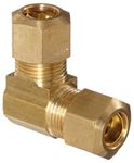 Anderson Metals 50065 Brass Compression Tube Fitting, 90 Degree Elbow, 3/8" x 3/8" Tube OD