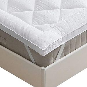 Beedsooth Topper Matrimoniale 160x200cm, 3D Microfibra Morbido Coprimaterasso Matrimoniale, Pieghevole Topper Materasso Matrimoniale, Antiallergico, Facile da pulire, Bianco 160x200cm