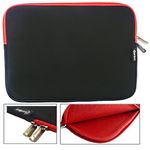 Emartbuy® Black/Red Water Resistant Neoprene Soft Zip Case Cover Sleeve With Red Interior & Zip Suitable for iRULU Walknbook W2Pro 11.6 Inch 2 in 1 Hybrid (11.6-12.5 Inch Tablet Chromebook Laptop)