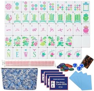 DENGWANG 4 Layer Mahjong Tiles, 2026 Premium 160 PCS Acrylic American Mahjong Tiles Set with Dice, Engraved Four Layer Mahjong Tile with Exquisite Carrying Bag, Home Trips Social Game (Black, Set)