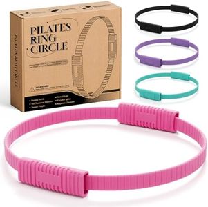 Pilates Ring, 13.5'' Silicone Magic Pilates Ring Fitness Circle, Lightweight & Durable Flexible Resistance Exercise Equipment for Toning Arms, Thighs/Legs, Core, Yoga & Physical Therapy (Pink)
