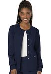 Cherokee Women's Snap Front Warm-up Jacket, Navy, Large