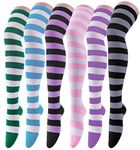 CISMARK Womens Long Striped Socks over Knee Thigh High Socks Stocking, 6k, One Size