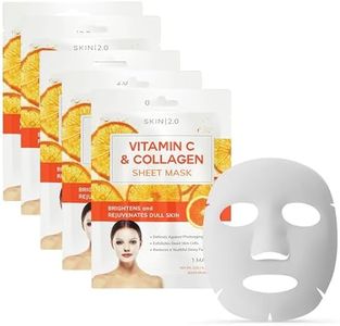 Skin 2.0 Vitamin C & Collagen Sheet Mask - Anti-Aging, Wrinkle & Age Spot Reducer, Hydrating & Moisturizing - Dermatologist Tested Korean Skincare, Clean Beauty, Cruelty-Free, All Skin Types - 5 Masks