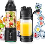 BlendLife Elite Portable Blender For Juices, Shakes, Reverse Blend Feature, 6000mAh Battery, Waterproof, LED Lights, Dual Modes, 700ml Convertible Jar With Sipper & Strainer, Black (1-Year Warranty)