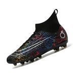 Roniluu Soccer Cleats,Breathable Soccer Boots Men Women,Youth Football Shoes High-Top Black