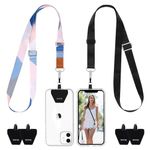 OUTXE Phone Lanyard- 2-Pack Adjustable Neck Strap, 4× Pad with Adhesive, Nylon Cell Phone Lanyard Compatible with All Smartphone