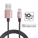 Ghostek NRGline 10FT Lightning Cable MFI Certified Charger Durable Nylon Braided – Pink