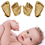 BabyRice 3D Handprints Footprints Baby Casting Kit Cast Baby's Hand and Foot Out of Plaster & Choose Your Paint Colour (Gold)