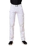 BEEVEE Men's 100% Cotton Solid Regular Fit Mid Rise Casual Seven Pocket Cargo Pant White