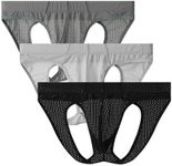 Baoneite Men's Sports Jockstrap Thong U-Pouch Support for Gym & Running Breathable Mesh G-String Underwear (L, Color Set A)