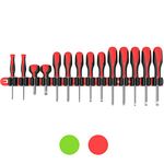 Olsa Tools Wall Mount Screwdriver Organizer | Red Nylon + Black Clips | Holds 14 Screwdrivers