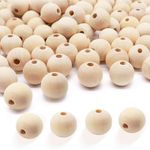 100 Pcs Wooden Beads Natural Round Wood Beads Unfinished Loose Wooden Balls for DIY Craft Making Macrame Beads Handmade Bracelet Jewellery Home Decorations (20mm)