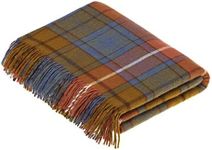 Moon Wool Plaid Throw Blanket, Merino Labmswool, Tartan Antique Buchanan, Made in UK