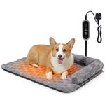 Heymamba Electric Pet Heated Bed Mat, Heated Dog Bed with Memory Sponge Pillow, Dog Heat Pad with 3 heat settings&Machine Washable Fabric Cover, Heated Cat Dog Blanket for Labrador, 82x56x10cm