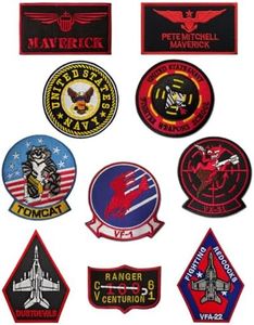 10 Pcs Tactical Patch Compatible with TV TOP Gun US Air Force Military Patch Embroidered Applique Army Emblem with Hook and Loop Fastener Backing Patch for Clothes Jacket Jeans Vest