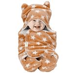 OYO BABY Cotton Baby Blanket for New Born Babies | Super Soft Baby Wrapper Baby Sleeping Bag for Babies | All Season Baby Blanket (76Cm X 70Cm, 0-6 Months, Skin Friendly, Star Beige)