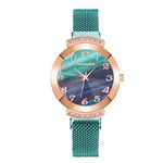 UYSA Womens Watches- Gradient Color Diamond-Encrusted Dial- Ladies Fashion Quartz Watches- Teen Girls Casual Steel Mesh Strap Wrist Watches