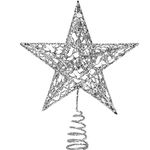 URATOT Glittered Christmas Tree Topper Metal Christmas Treetop Hallow Wire Star Topper for Christmas Home Decoration