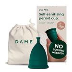 DAME Period Cup - Medium | No Boiling Required | Leak-Free Period Products | Hygienic, Comfortable, Self-Sanitising, Reusable, Menstrual Cup for Women | Up to 12 Hours of Protection, Eco-Friendly