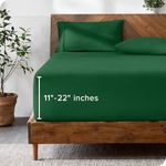 Bare Home King Fitted Sheet - Extra Deep Pocket Fitted Sheet - Premium 1800 Microfiber - Ultra-Soft Wrinkle Free - King Deep Pocket Fitted Bottom Sheets (King - 22" Pocket, Forest Green)