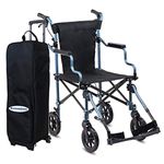 KosmoCare Tranz-Air Ultra Light Aluminium Transport Wheelchair with Handbrakes and Trolley Bag