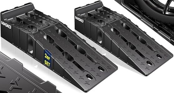 MASKO® Set di 2 Rampe di Carico fino a 7 Tonnellate di Capacità di Carico, Rampa Auto con Protezione Anti-Tip, Antisdrucciolo, Stabile, Rampa di Carico Extra Larga, Rampa Garage