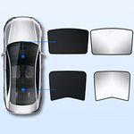 KEYOOG Front & Rear Glass Roof Sun Shades Kits Fit for 2017-2021 Tesla Model 3, Car Sunroof UV Rays Protection Window Shade Foldable Sunshield Heatshield, with 2 Heat Insulation Film