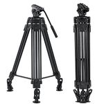 Andoer 170cm Camera Tripod, with Fluid Head 360,Tripod Video Camera Professional Aluminum Alloy Camera for Canon Nikon Sony DSLR Camera Max Load 10kg