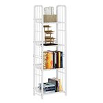 Azheruol Bookshelf Storage Shelf Small Bookcase Freestanding Storage Stand for Living Room Bedroom, Kitchen, Rust Resistance, Easy Assembly Free Combination Multi-Functional Organizer (4 Tiers, White)