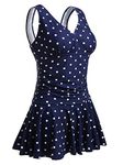 MiYang Women's Plus-Size Flower Printing Shaping Body One Piece Swim Dresses Swimsuit - Navy - X-Large