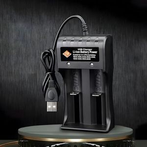Universal Battery Charger with USB Adjustable 2-Bay Charger Universal Lithium 18650 Battery Charger for 3.7V Li-ion 10440 14500 16340 16650 14650 13350 18500 18650 26650