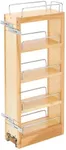 Rev-A-Shelf 448-WC-5C 5-Inch Wall Cabinet Pull Out Storage Organizer with 3 Adjustable Wood Shelves and Chrome Rails, Maple
