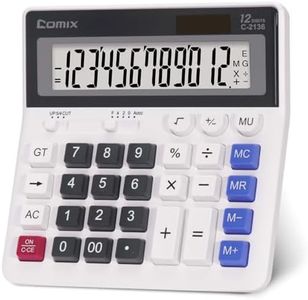 Comix Desk Calculator, 12-Digit Large LCD Display and Big Computer Keys, Solar Battery Dual Power, Desktop Calculator for Home Office School C-2136