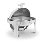 Royal Catering Stainless Steel Round Chafing Dish Buffet Dish Warmer Roll Top Lid 6L RCDB-6R (Food Pan Diameter 348mm/390mm, Fuel Paste, 1 Fuel Container)