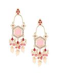 Zaveri Pearls Pink Stones Kundan & Beads Dangle Ethnic Earring For Women -ZPFK16183