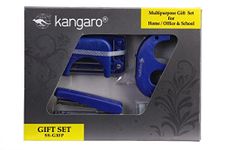 Kangaro Multipurpose Gift Set for Home, Office and School Use (SS-G10P) Set of 4 | 1 Stapler HS-G10 | 1 Paper Punch Perfo-10 | 1 Tape Dispenser TD 18 | 1 Staple Box No. 10 | Blue